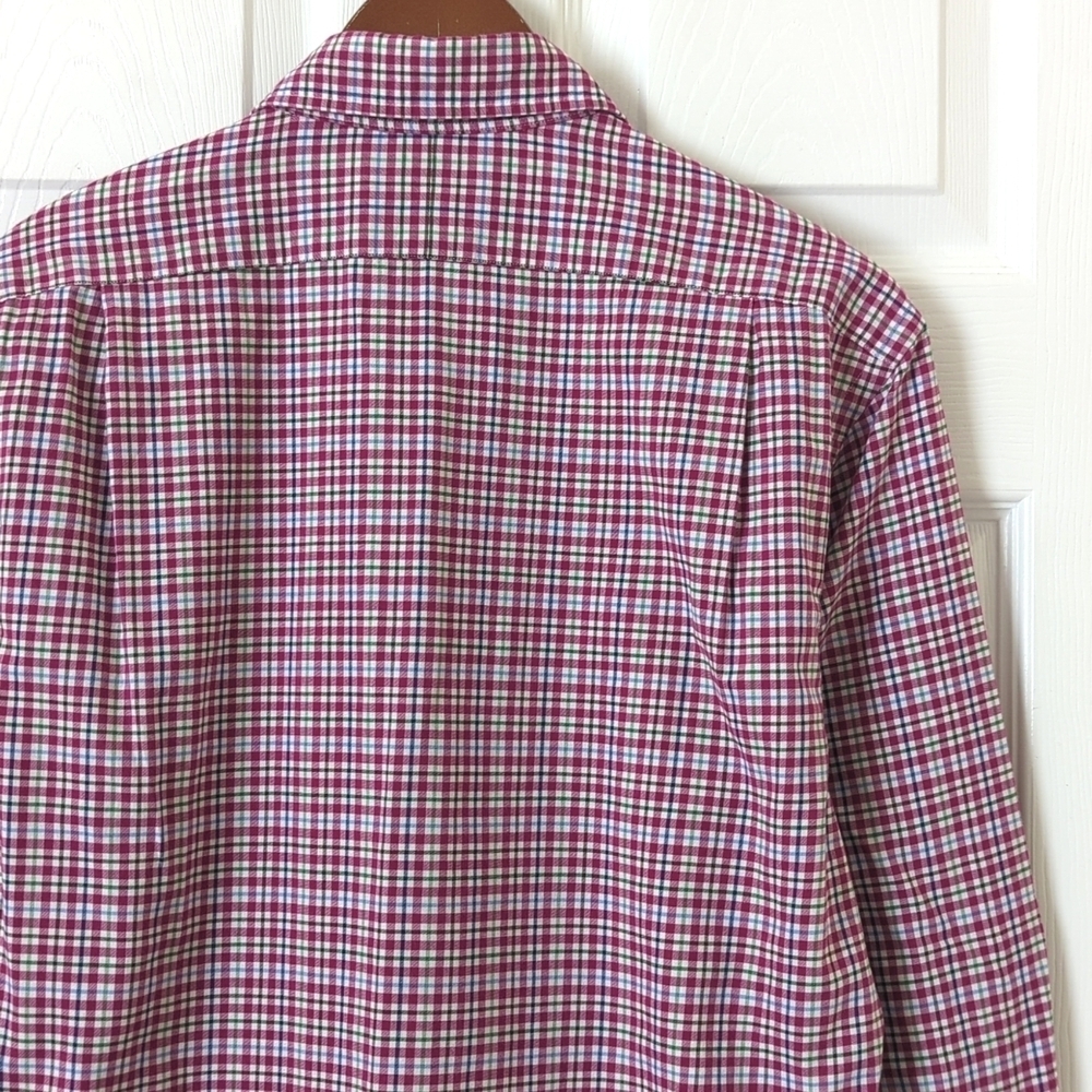 Polo Ralph Lauren Plaid Slim Fit Long Sleeve Button Down Shirt Hot Pink Medium - Picture 11 of 11